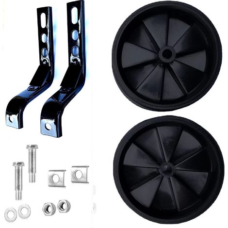 Stabilisateur pour vélo enfant avec support noir à trois trous (universel 12 pouces / 14 pouces / 16 pouces), roues universelles pour vélo enfant ave (1/5)