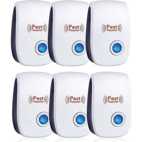 Ahlsen Repulsif Ultrasons, Ultrason Souris Lot de 6, Ultrason Souris et Rat Efficace Contre Souris,Rats,Mouches,Moustiques,Insectes Nuisibles,Araignées,Cafards, Sûr et Non Toxique (1/3)