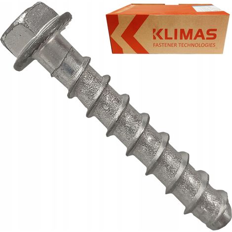 Vis Béton Klimas, 6 x 40 mm, Tête Hexagonale À Rondelle, Fixation Rapide, Boîte 100 Pièces (1/5)