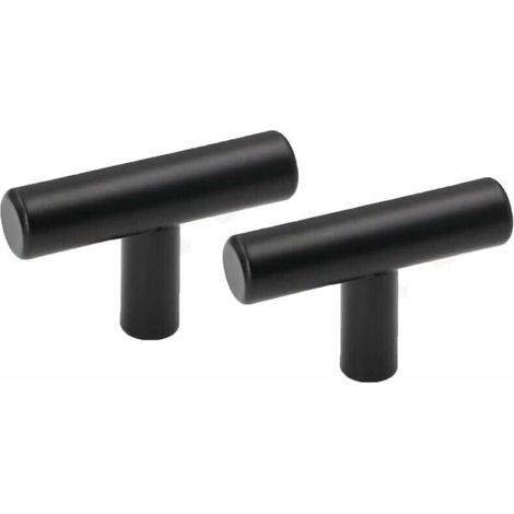 Lot de 10 Bouton de Meuble Porte T Bar Baton Tiroirs, Bouton en Acier Inoxydable Porte Placard Chambre Cuisine Meubles Noir - Bouton en T - 50mm Noir (1/5)