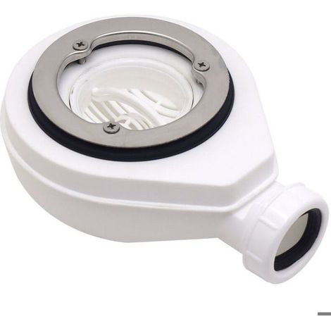 Kit trou vidange bac douche blanc - HAWUJ - Drain avec siphon, raccords receveur (1/4)