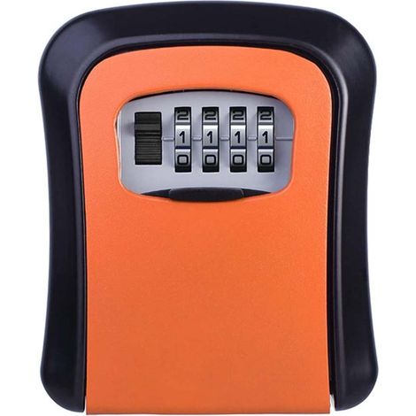 Coffre-fort à clés mural 4 chiffres réinitialisable étanche sécurisé pour maison hôtel école bureau intérieur ou extérieur – 2 pcs Orange (1/5)