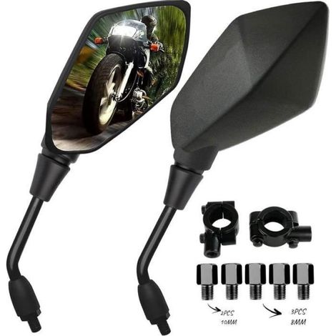 Rétroviseurs universels pour moto (paire), supports de fixation pour guidon, faciles à installer. (1/5)