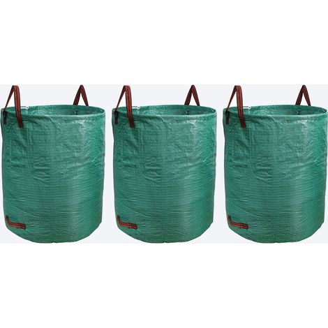 500L 3pcs Garden Bags Reusable Garden Bag in Polypropylene Coated Woven Fabric - Green (1/5)