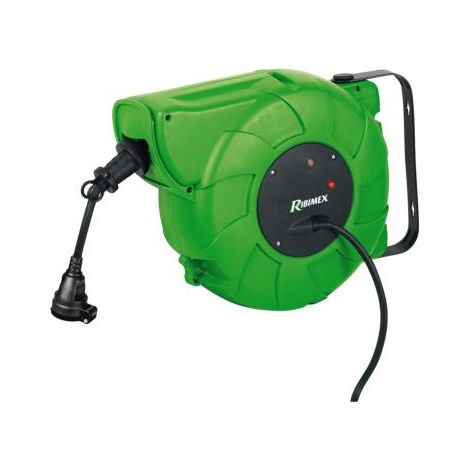 Ribimex – Enrouleur électrique 15 m avec câble H07RN-F 3G2.5mm² – Disjoncteur thermique – Montage mural – Classe de protection IP44 (1/2)
