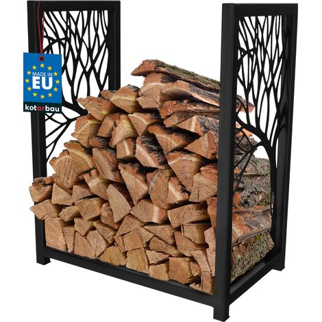 KOTARBAU® Supporto per legna da ardere in metallo, stile loft, nero, 50 x 30 x 60 cm (1/5)