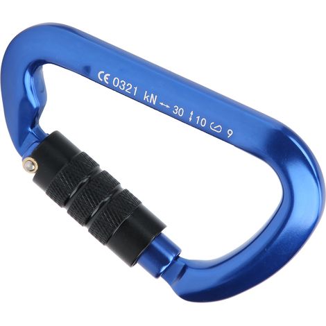 Robuster Sicherheitskarabiner aus Aluminium in Luftfahrtqualität, ideal zum Klettern und Campen (Blau)