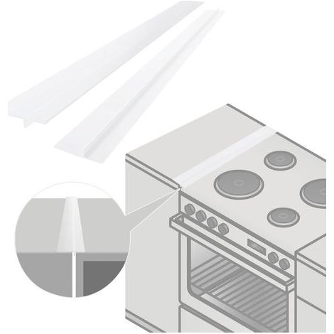Paquet de 2 couvercles de joint de comptoir de cuisine en silicone, longueur de remplissage 53 cm, scellage entre la cuisinière et le four (Blanc) (1/5)