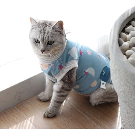 Combinaison De Récupération Pour Chien Et Chat - En Coton Élastique - Col Ajustable Avec Cordon - Fermeture À Bande Velcro - Pour Stérilisation Opération Post-Chirurgicale - 1 Pièce (1/5)