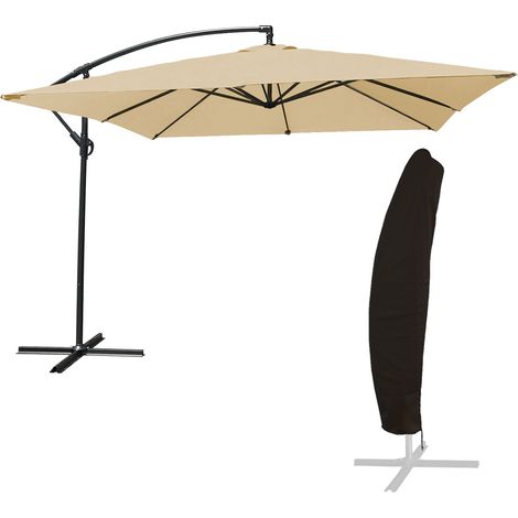 Freistehender Sonnenschirm MOLOKAI quadratisch 2,7x2,7m beige + Hülle