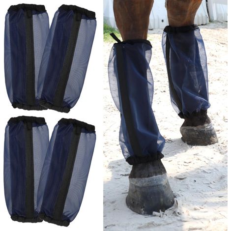 Guêtres de Protection pour Cheval, Protège-bas Anti-moustiques en Nylon, Bandes de Protection Équestres Maille Aérée Anti-mouches, Lot de 4, Bleu Ciel (1/4)
