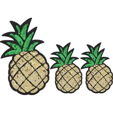 Lot de 3 patchs brodés ananas pour vêtements, sacs et DIY, à coudre ou à repasser, décoration artisanale. (1/5)