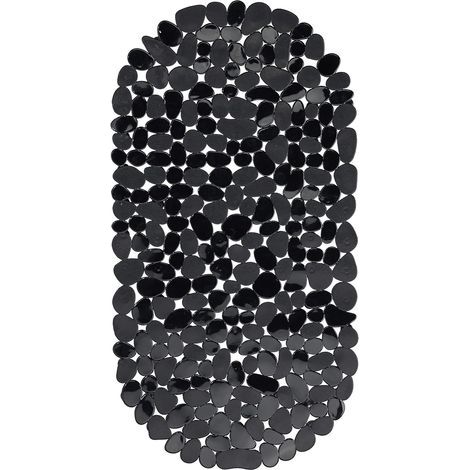 Tapis de bain effet pierre, antidérapant à ventouses, lavable, dimensions : 36 x 68 cm, noir (1/4)