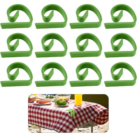 CCYKXA Lot de 12 pinces à nappe vertes, de grand diamètre, coupe-vent, pour l'extérieur, anti-bougement (1/5)