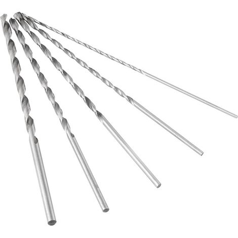 5 pièces forets hélicoïdaux Extra Longs en Acier à Tige Droite en Acier Rapide Outil de Foret hélicoïdal 2-5mm pour Bois, Plastique et Aluminium (1/4)