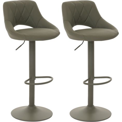 Lot de 2 tabourets de bar HWC-N64, chaise de bar tabouret de comptoir, repose-pieds pivotant, similicuir métal vert (1/5)