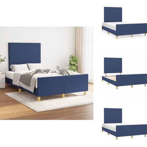 Bettgestell ohne Matratze Blau 120x190 cm Stoff - Bettes Gestell - Doppelbett - Blau - Holzrahmen - Lattenrost (1/5)