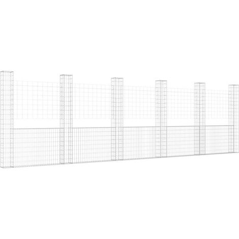 Maison Exclusive - Gabionenkorb U-Form mit 6 Säulen Eisen 620x20x (1/5)