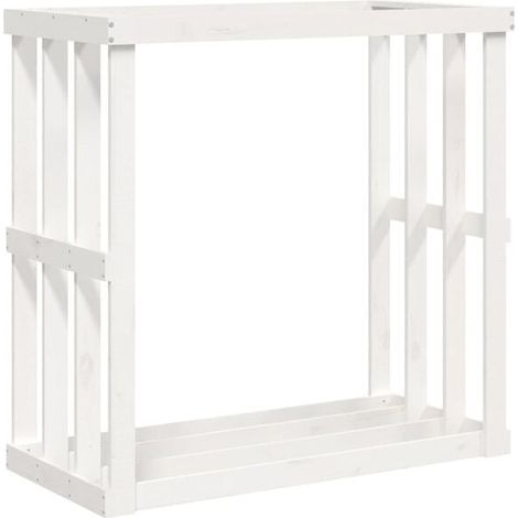 Porte-bûches d'extérieur, blanc, 108 x 52 x 106 cm, en pin massif (1/5)