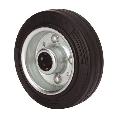 rueda bsr100-15-40 nucleo metalico y banda goma negra eje rodillos
