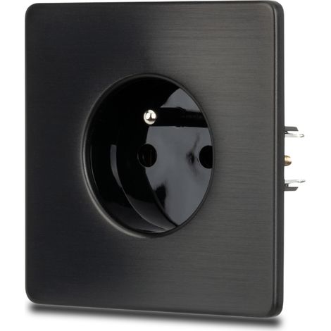 Presa elettrica singola in acciaio spazzolato nero PVD nero (1/5)