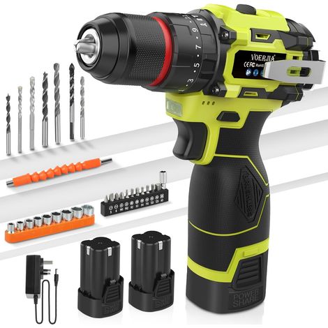 Perceuse Visseuse Sans Fil Brushless 16.8V, Visseuse Devisseuse avec 2×2000mAh Batteries, 50Nm Max Perceuse Percussion, 20+3 Couples, 2 Vitesses, LED, Mandrin 10mm, 34PCS Accessoires (1/5)