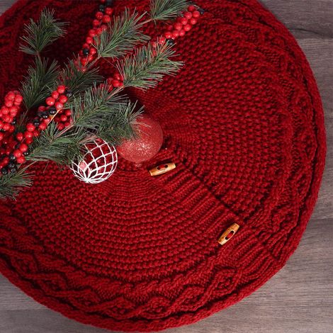 Jupe Pour Arbre De Noël - 46 Cm - Tricotée En Fibre De Polyester - Pour Petit Arbre De Noël - 1 Pièce (1/5)