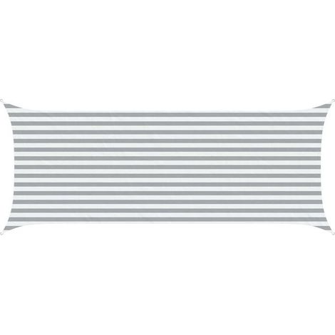 Voile d'ombrage gris clair et blanche, 5 x 2 mètres (1/5)