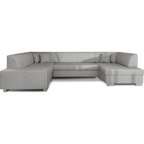 Canapé panoramique convertible HOUSTON en tissu avec coffre de rangement à droite-Coffre à droite (1/5)