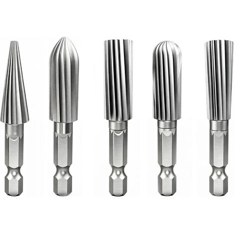 Lot de 6 fraises rotatives professionnelles en métal à tête cylindrique de haute précision pour meulage haute dureté et sculpture sur bois (1/3)