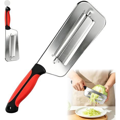 Multifunctional Stainless Steel Cabbage Cutter 32.5 cm - Double Blade Vegetable Slicer for Coleslaw, Carrots, Potatoes, and More - Manual Vegetable Grater with Non-Slip Handle (1/5)