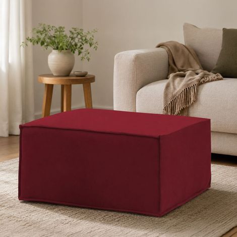 Dmora - Pouf Dpancar, Pouf da salotto, Poltroncina relax in tessuto imbottito, 100% Made in Italy, 80x70h43 cm, Rosso (1/5)
