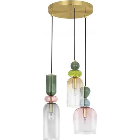 [NEUWERTIG] B-Ware Nova Luce Pendelleuchte Hängelampe Glas Gold Multifarben Murano E14 Led 3flammig