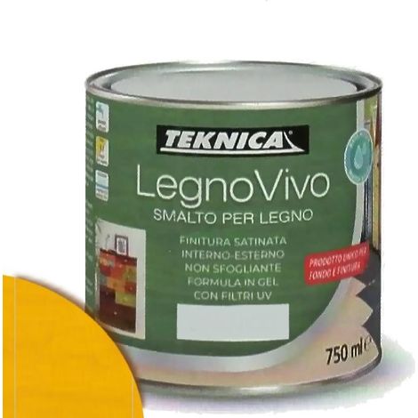 TEKNICA legno vivo smalto all'acqua per legno 750ml in gel vari colori - Colore: GIALLO