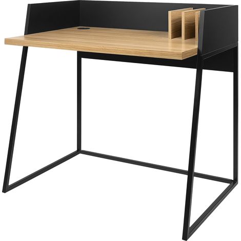 Schreibtisch aus Holz und Schwarz CHARLES