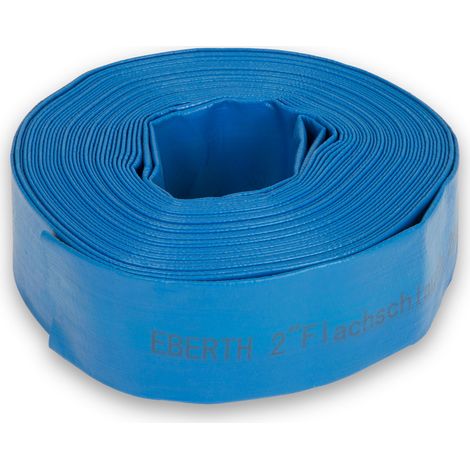 EBERTH 2" Flachschlauch Gartenschlauch für Pumpen in 20m Länge, 2 Zoll, 52mm Durchmesser, flexibel, widerstandsfähiges PVC, Industrieschlauch, Wasserschlauch zur Bewässerung, in blau