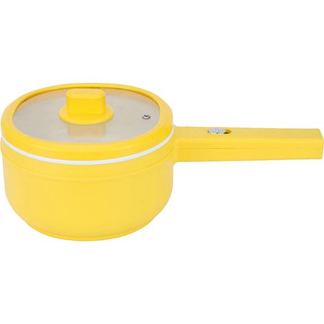 Casserole électrique multifonction, cuiseur intelligent compact avec couvercle transparent, pratique pour dortoir et cuisine, jaune (1/5)
