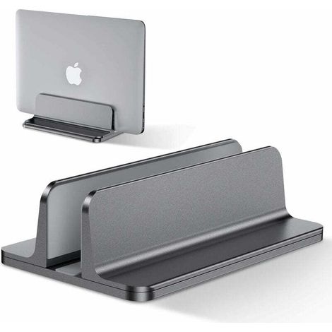 Support Ordinateur Portable Vertical, Support PC Portable en Aluminium Réglable Bureau Laptop Stand pour MacBook Pro/Air, iPad, Surface, HP, Lenovo, Tablette et Autre Laptops - Gris (1/4)