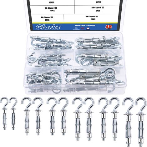 kit d'ancrage de mur creux en forme de C, ancrage de porte creux de taille 6, écrou d'expansion pour panneau en plastique de tôle de mur creux (1/5)