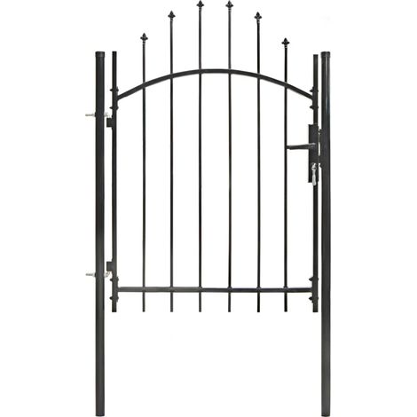 Portail de jardin  Portillon Grillage Portail de Clôture Acier 1 x 1,75 m Noir 10255 (1/5)