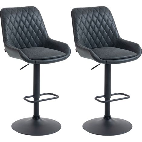 Set of Two Faux Lear Retro Bar Stools - Black (1/5)