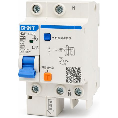Disjoncteur différentiel 1P+N courbe C 32A 6kA 230-400V