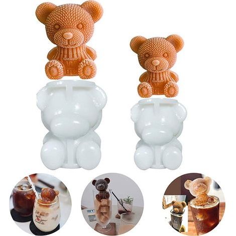 Moule à glaçons 3D ours en peluche, moule Animal en Silicone, moule à bougie de savon, Cube de glace pour café, lait, thé (1/5)