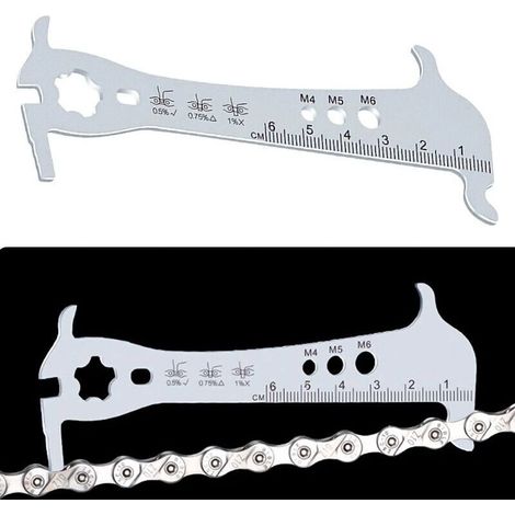 D'usure Chaine de Vélo Indicateur d'usure Outil Règle Réparation Inoxydable Jauge de Chaîne Vérificateur Indicateur d'usure pour Bicyclettes. (1/5)
