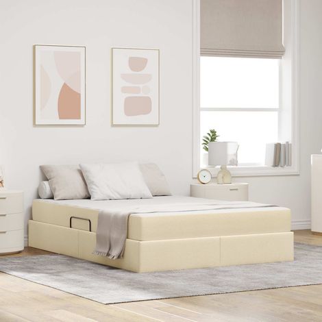 Aufbewahrungsbett mit Matratze Creme 140 x 200 cm Polyester (1/5)
