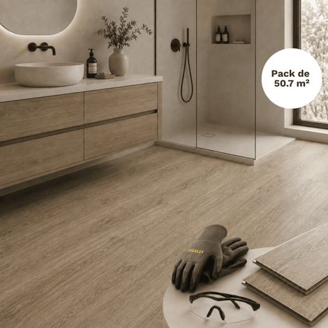 SPC Vinylboden Klick-System 50,7 m² – Integrierte Trittschalldämmung, 0,5 mm Nutzschicht – Patinierte Zeder Optik (1/5)
