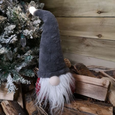 35cm Festive Christmas Light Up Lit Gonk with Grey Hat and Red Body (1/5)