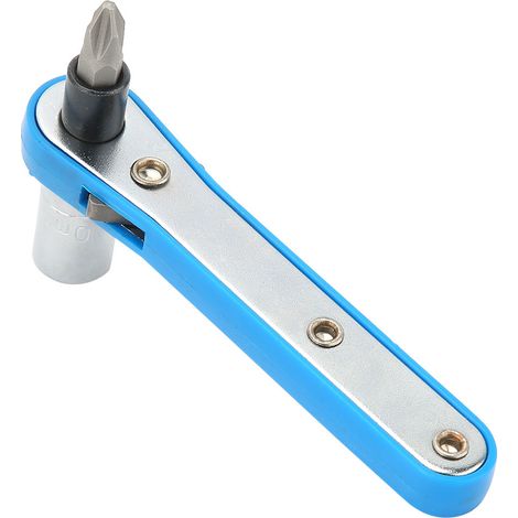 Clé à cliquet bleue de 10 mm avec jeu d'embouts de tournevis PH2 pour réparations (1/5)