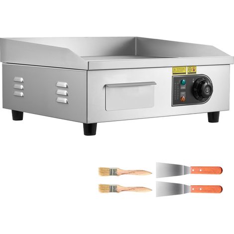 Grille électrique professionnelle 450x300 mm, 2800W, thermostat 50-300°C, plaque en acier inoxydable, avec 2 spatules, 2 brosses et 4 patins antidérapants, idéale pour steaks et pancakes. (1/5)
