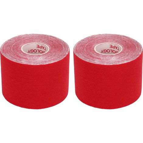 2 Rouleaux de Ruban Kinésiologique 5cm x 5m pour Sport et Fitness - Rouge (1/5)